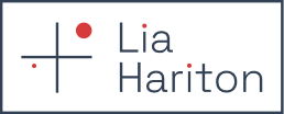 brand logo for Lia Hariton, with a graph inspired logomark